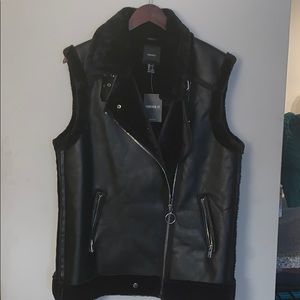 Faux Leather/Faux Fur Motto Vest